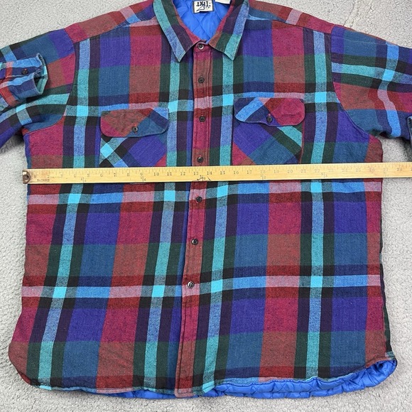 Vintage 90s Exit Zero Shacket Plaid Shirt Jacket Red Blue Green Button Up 3XL‎ - Picture 9 of 10